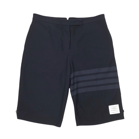 Thom Browne 4 Bar Striped Twill Bermuda Shorts Women's Size 5 / IT 48 Dark Blue